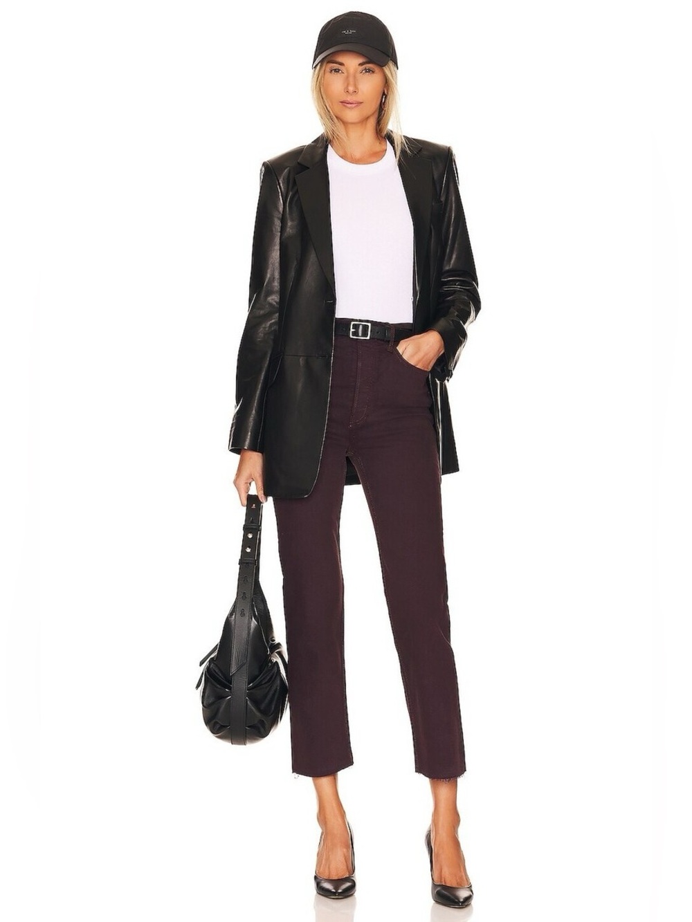 Redone Originals Ultra High Rise Stovepipe Jeans in washed plum